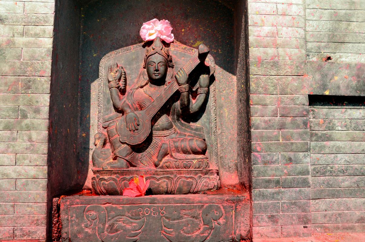 Pokhara 08 Bindhya Basini Temple Statue Of Saraswati, Hindu Goddess of Knowledge, Music, Arts and Science 